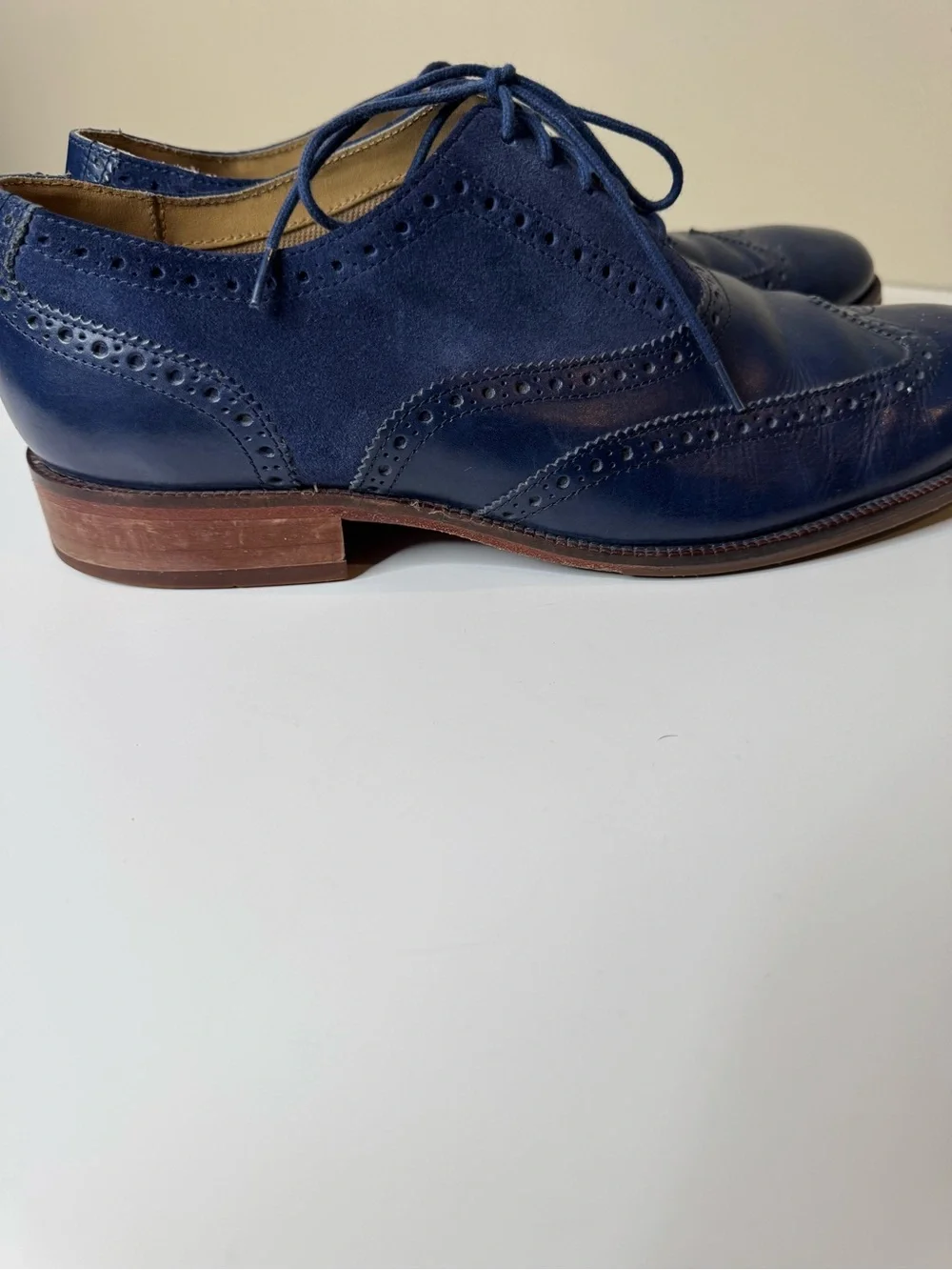 Cole Haan Men’s Air Colton Wingtip Oxford Shoes Blue Leather Suede Size 12M